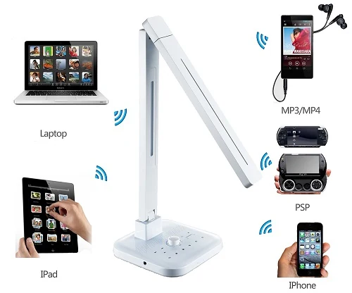 Smart LED Desk Lamp with Touch Control Dimmable Lighting; Bluetooth & Speaker view 4