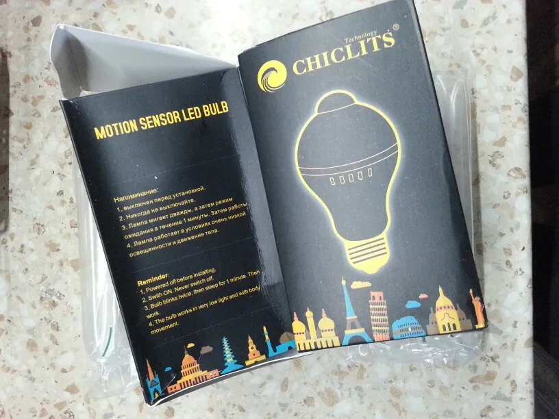 LED PIR motion sensor bulb view 5