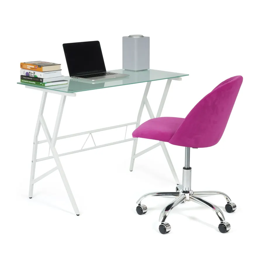 Glass Top Computer Desk CD-8337, White Frame