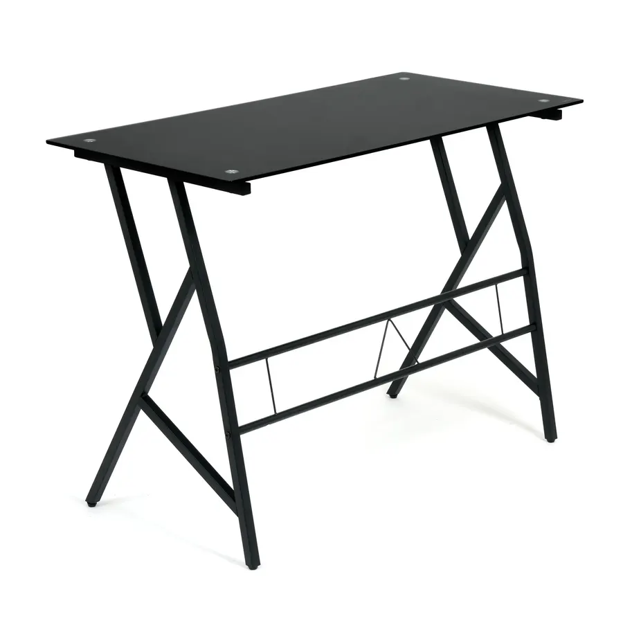 Glass Top Computer Desk CD-8337, Black Frame