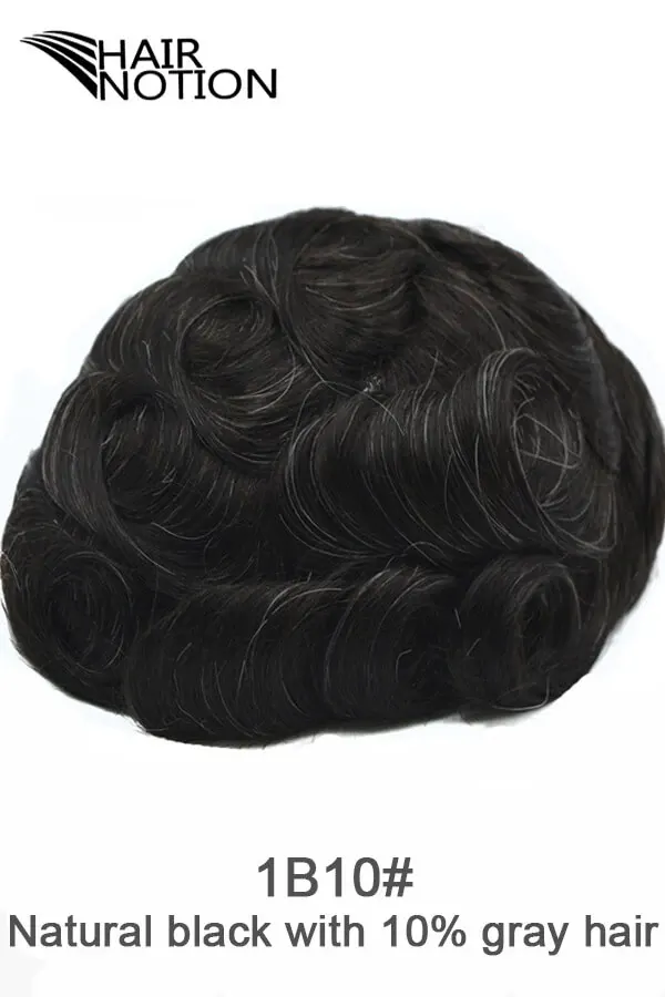 Swiss Lace Top Skin Men's Grey Hair System #1B10