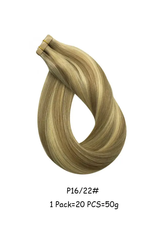 Skin Weft Tape-In Hair Extensions, 20 pcs, #P16/22