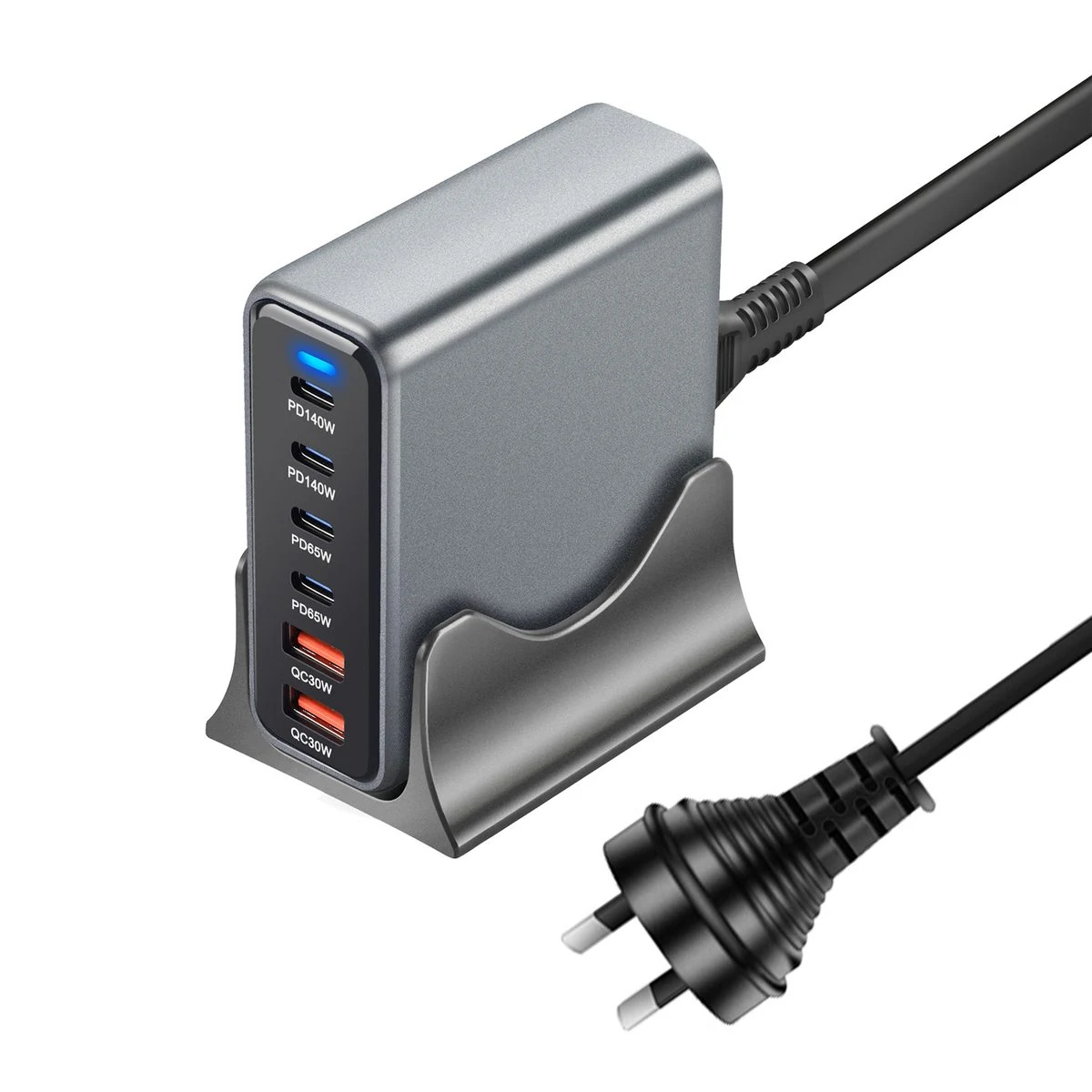 LEVA LW470 470W GaN desktop charger with 4C + 2A ports