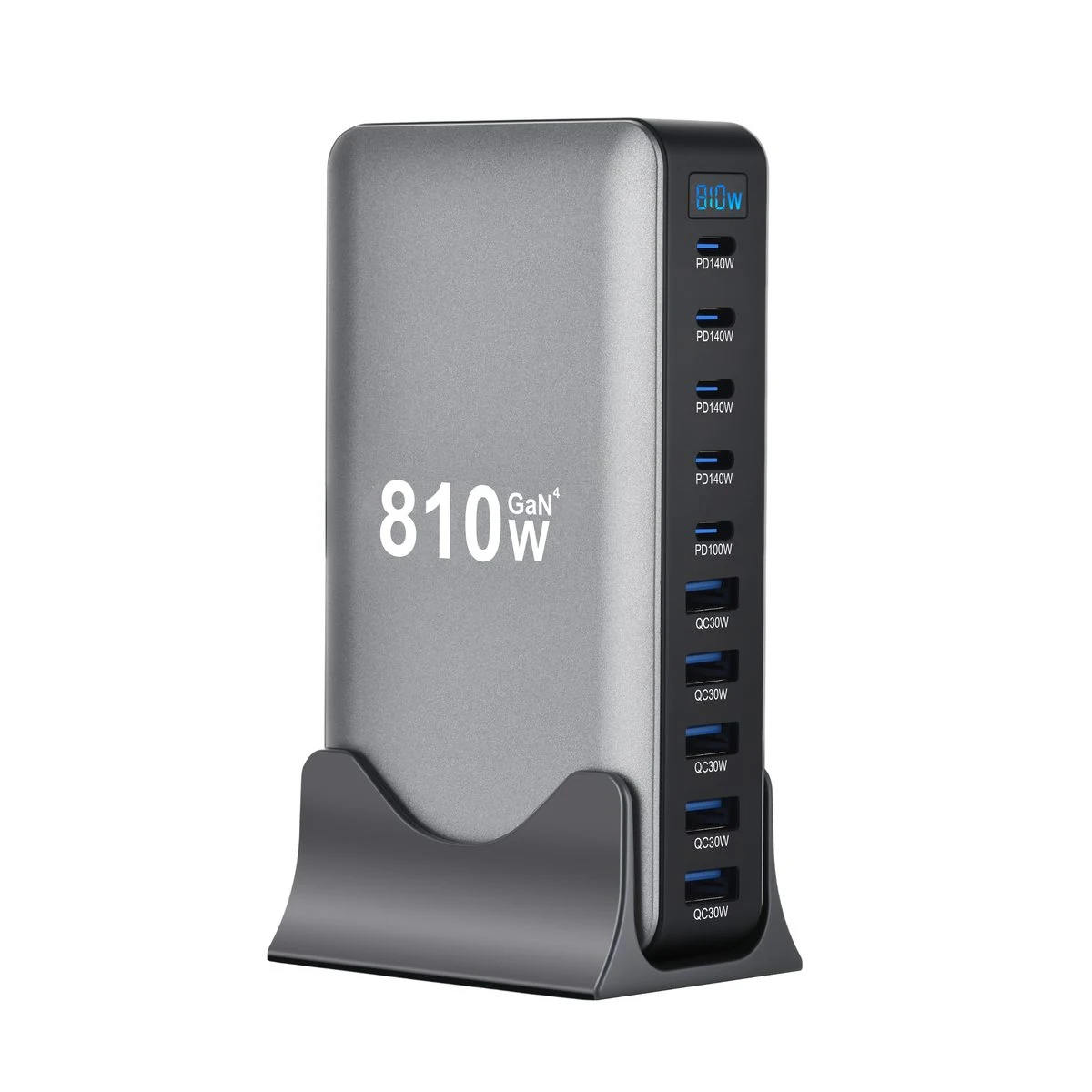 LEVA LW810 810W GaN desktop charger with 5C + 5A ports