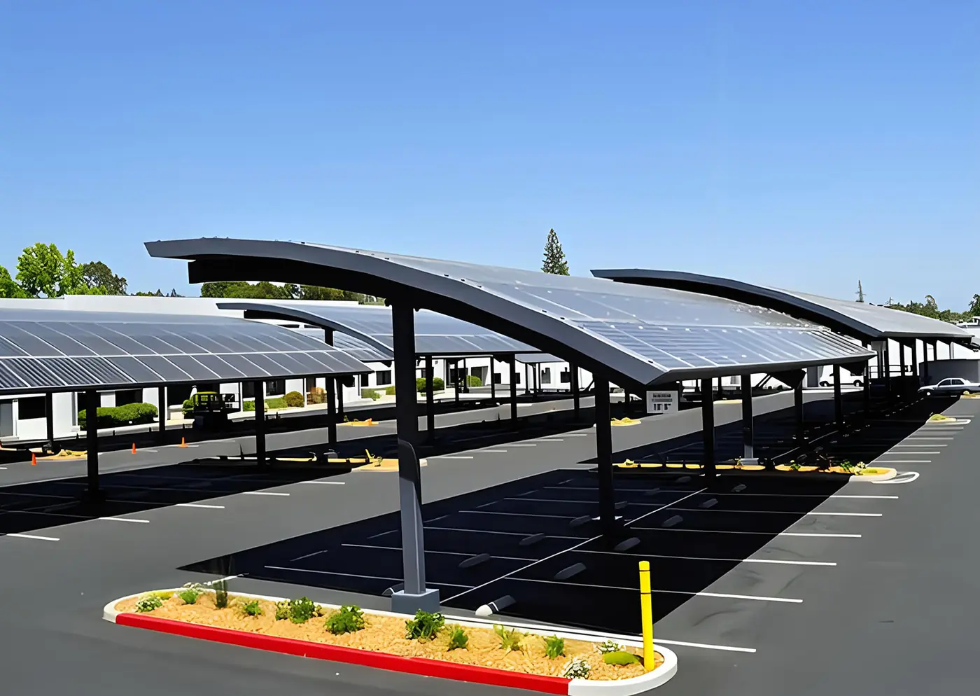 Solarcarport über Parkplätzen