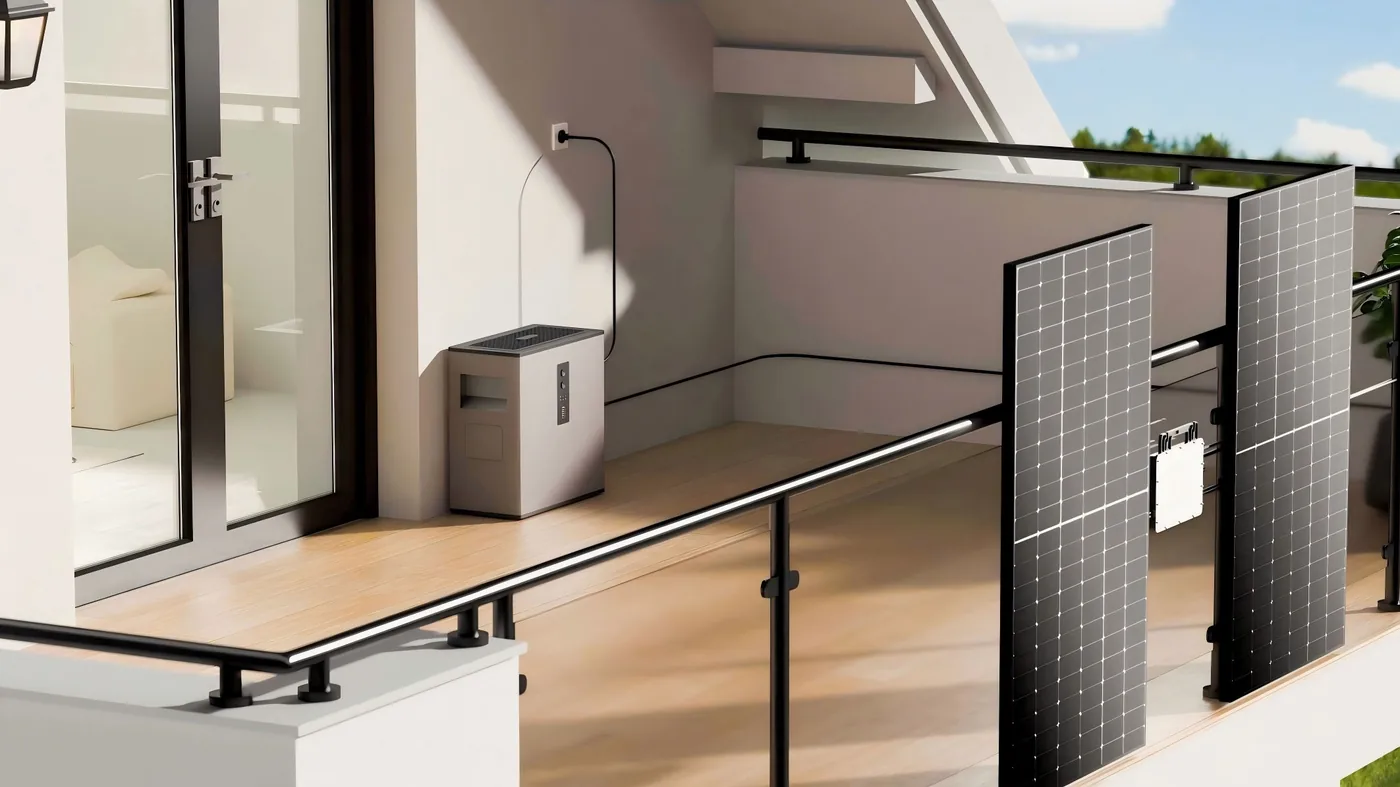 Leichte PV-Module an einem Balkongeländer montiert