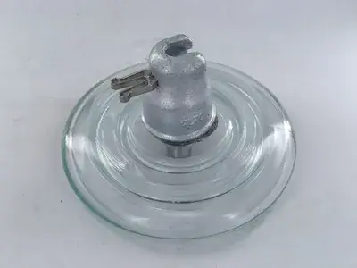 Standard type toughened glass suspension insulator used on overhead transmission line stri