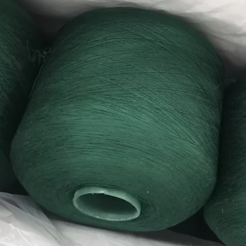Colour-Dyed Spun Polyester Yarn 20S/3 on cone at the Hubei HuiLai Textile mill