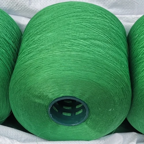 Colour-Dyed Spun Polyester Yarn 20S/4 on cone at the Hubei HuiLai Textile mill