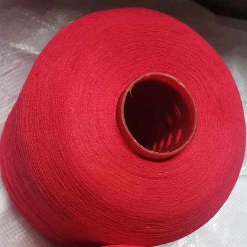 Colour-Dyed Spun Polyester Yarn 50S/2 on cone at the Hubei HuiLai Textile mill