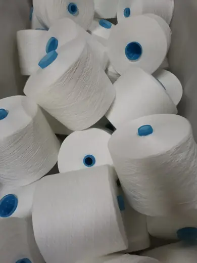 100% Spun Polyester Yarn 40S/2 on cone at the Hubei HuiLai Textile mill