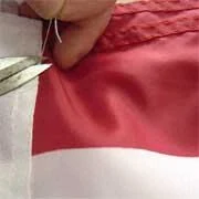 Stitch inspection on a sewn hem