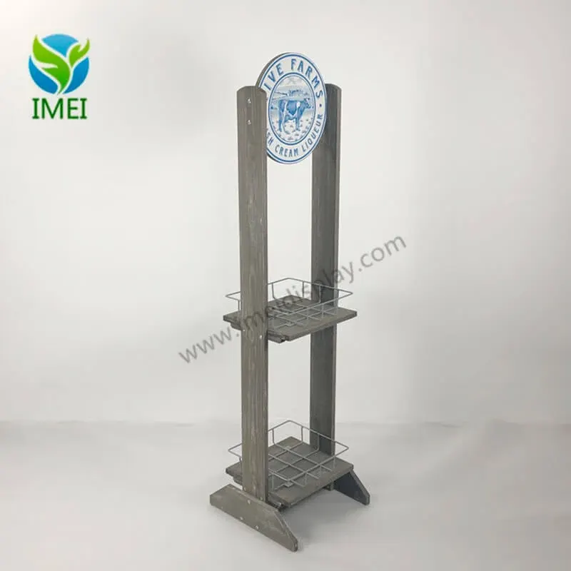 Washed White Wood Display with Metal Wire