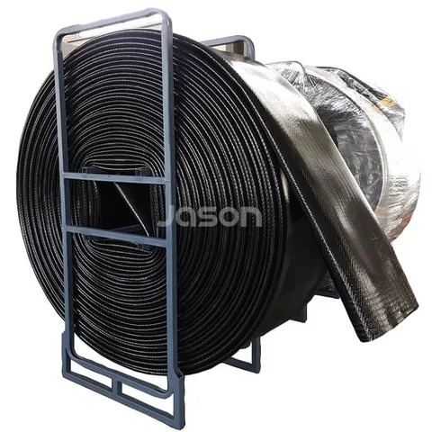 16 inch layflat hose end showing TPU through-the-weave wall