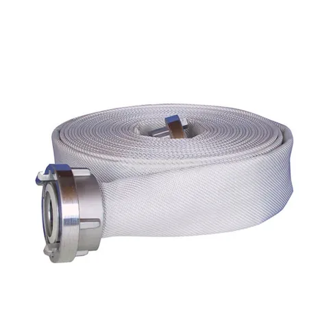 Canvas fire hose with woven single jacket