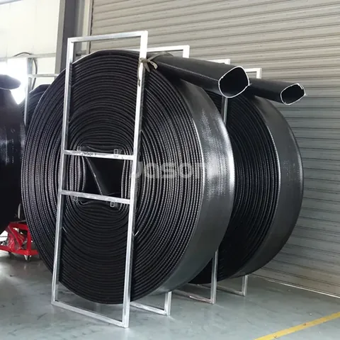 Fracking hose rolled for transport