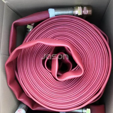 Layflat air hose plus end showing nitrile rubber liner