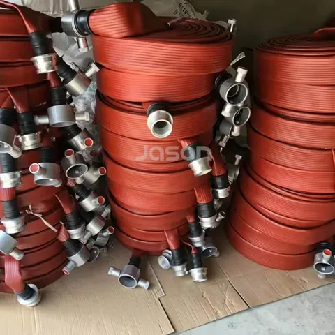 Red rubber covered fire hose supplied to a Malaysian customer