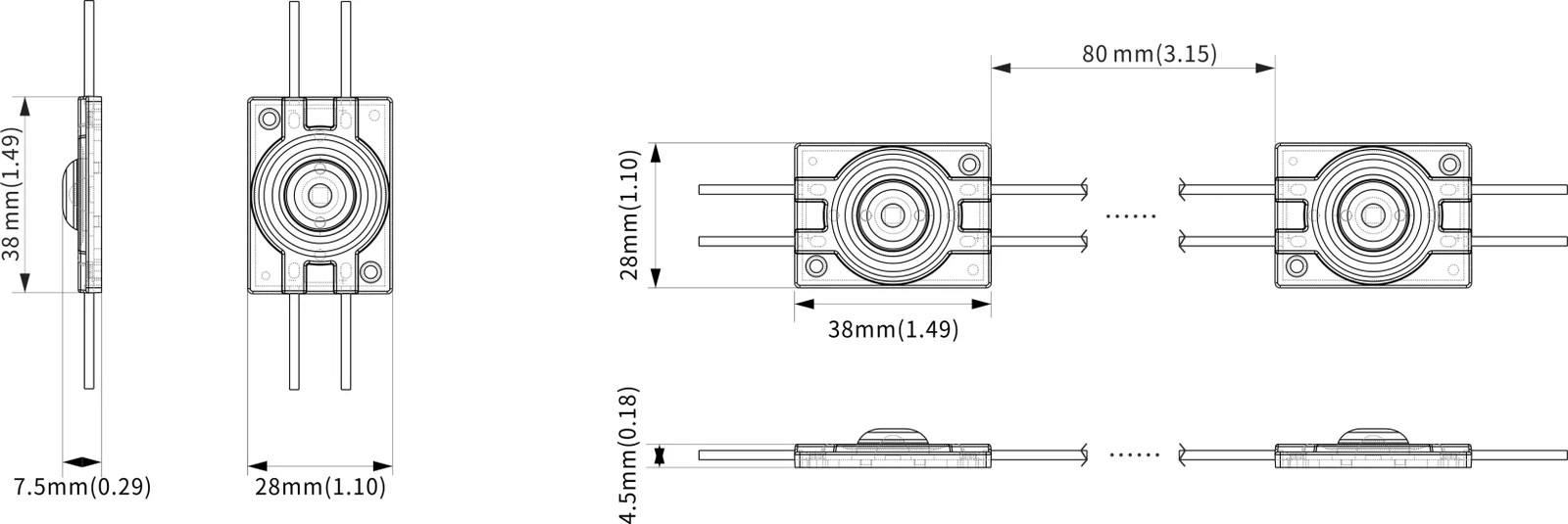 JDS-3828B technical drawing and optical data, sheet 2