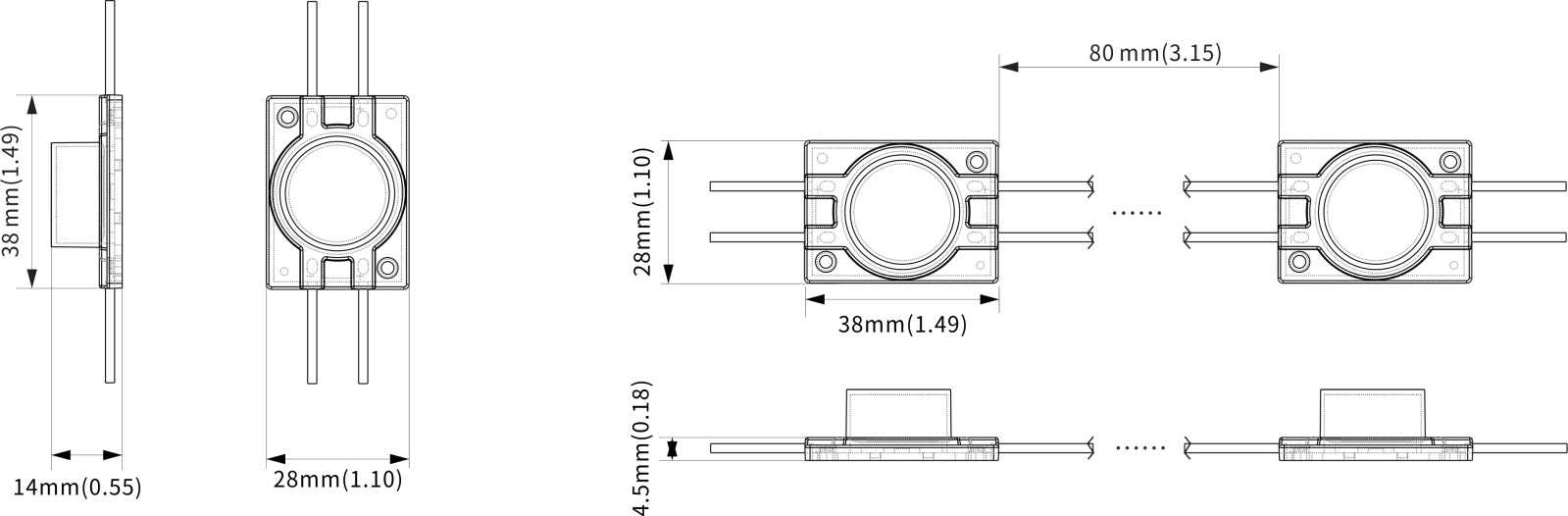 JDS-3828V technical drawing and optical data, sheet 2
