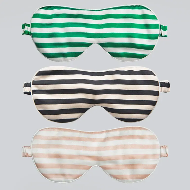 Striped Print Silk Eye Mask