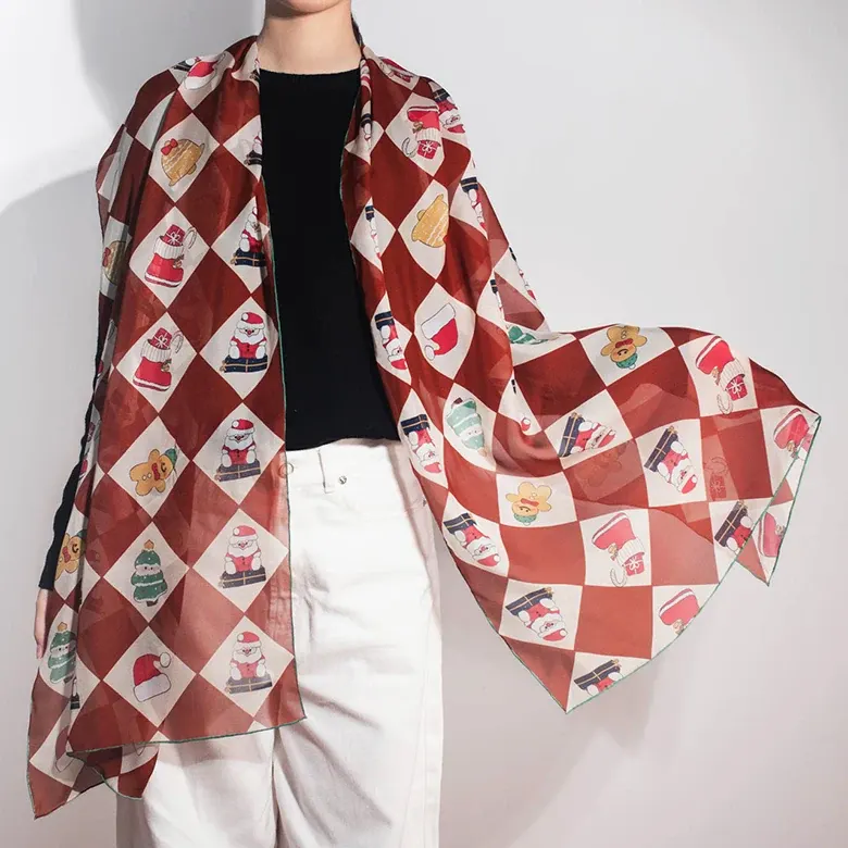 Long Silk Chiffon Scarf, Custom Design