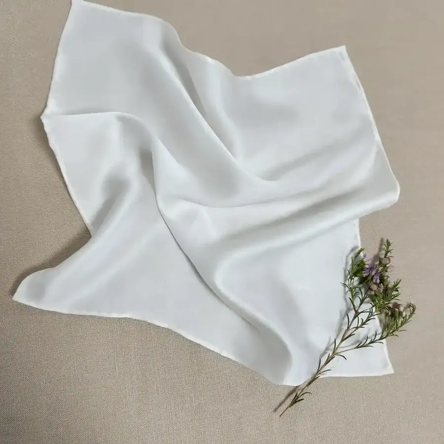 White Crepe Satin Scarf