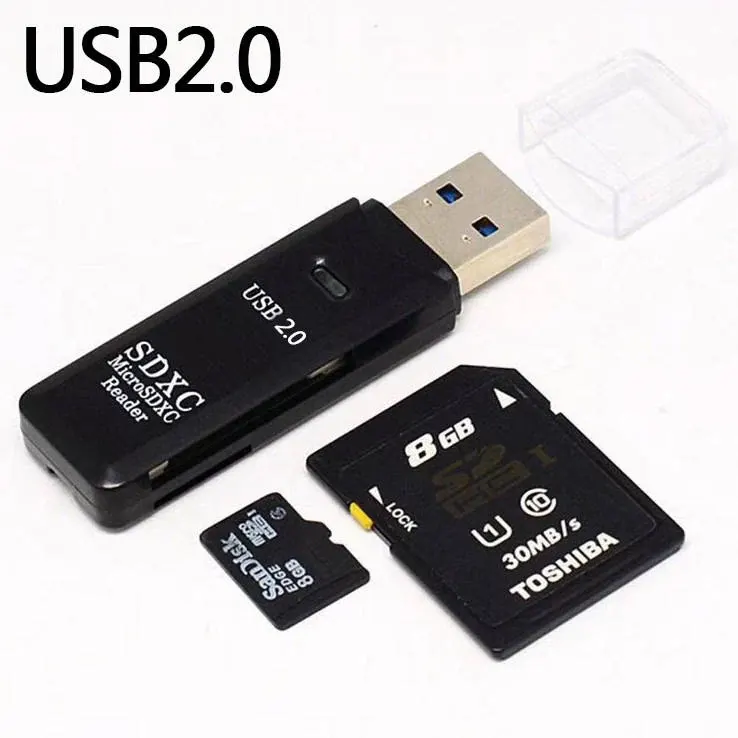 2-in-1 SD/TF Card Reader USB 2.0