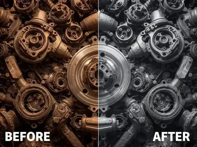 Rusted automotive steel components cleaned with a laser cleaning machine
