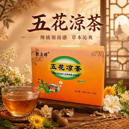 Deng Qihui Five Flower Herbal Tea retail pack of 12 herbal teabags