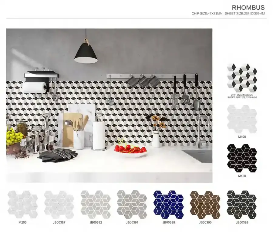 Мозаика из фарфорового гранита Rhombus, фарфоровый гранит, формат 47X83mm S