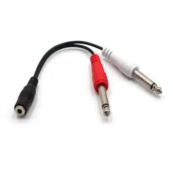 1/8" TRRS to Dual 1/4 Stereo Audio Cable - 3.5mm TRS to 6.35mm Dual 1/4" TS Mono Y-Cable Splitter Cord view 2