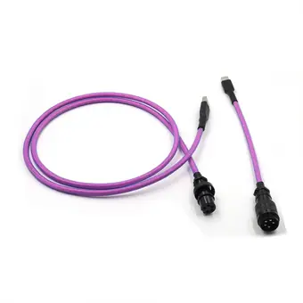 Kabelset von GX16 Aviator-Stecker 5-polig auf Type-C als Spiralkabel und USB auf GX16 Buchse 5-polig