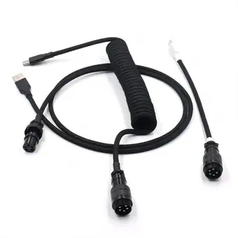 Kabelset von GX16 Aviator-Stecker 5-polig auf Type-C und USB auf GX16 Buchse 5-polig, Schwarz