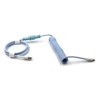 Kabelset von GX16 Aviator-Stecker 5-polig mit galvanisiertem hellblauem Kopf auf Type-C und USB auf GX16 Buchse 5-polig