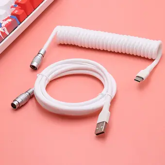 Витой кабель механической клавиатуры USB-C с авиационным разъёмом GX16, GX12, mini XLR и YC8