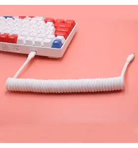 Spiralkabel USB-C auf Type-C, Micro- und Mini-USB, schnelles Daten-Tastaturkabel