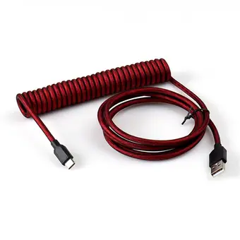 Cable USB Type-C en espiral para teclado mecánico, cable espiralado Type-C USB
