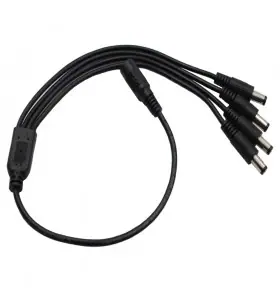 Schwarzes Adapterkabel, DC-Stromverteiler 1 Buchse auf 4 Stecker 2,1 mm für Lichtleisten