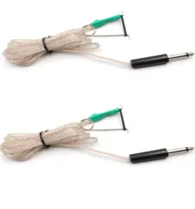 Cable de 6,6 pies trenzado transparente de pinza metálica de aguja a conector mono de 6,35 mm