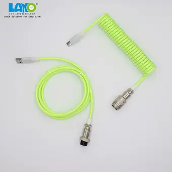custom techflex GX16 aviator usb c coiled mechanical keyboard cable aviation spring Double sleeve USB