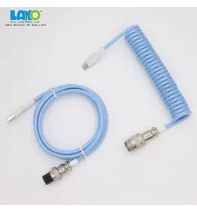 custom techflex GX16 aviator usb c coiled mechanical keyboard cable aviation spring Double sleeve USB