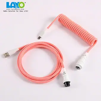 Sonderkabel für mechanische Tastaturen, Techflex, GX16-Aviator-Steckverbinder, USB-C, Spiralkabel mit doppelter Ummantelung