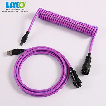 Sonderkabel für mechanische Tastaturen, Techflex, GX16-Aviator-Steckverbinder, USB-C, Spiralkabel mit doppelter Ummantelung