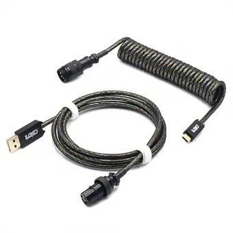 Sonderkabel für mechanische Tastaturen, Techflex, GX16-Aviator-Steckverbinder, USB-C, Spiralkabel mit doppelter Ummantelung