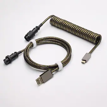 Sonderkabel für mechanische Tastaturen, Techflex, GX16-Aviator-Steckverbinder, USB-C, Spiralkabel mit doppelter Ummantelung