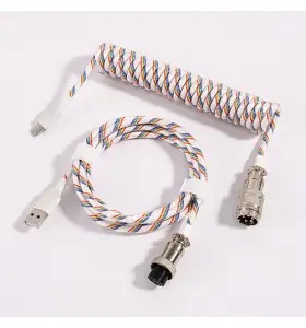 custom techflex GX16 aviator usb c coiled mechanical keyboard cable aviation spring Double sleeve USB