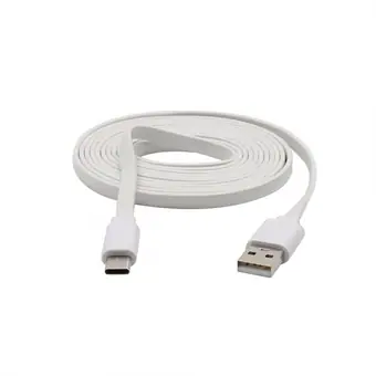 Weißes flaches Datenkabel von USB auf Type-C, zur Stromversorgung von Elektronik oder Datenübertragung