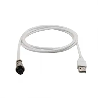 GX12-5P 5PIN female Aviation plug to USB white braid Cable PVC wire add PP sheath and PET sleeving