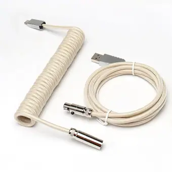Комплект кабелей: штекер mini XLR 5-контактный — Type-C металлический с прозрачно-хаки проводом и USB металлический — гнездо mini XLR 5-контактное с прозрачно-хаки проводом + серебристый разъём